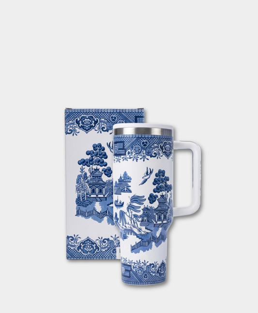 La Casona Edit | Blue Willow Flip Straw Tumbler with handle | 40 oz