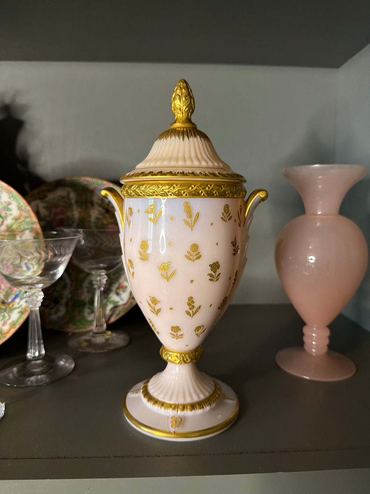 Pink Glass Edged vase