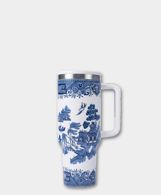 La Casona Edit | Blue Willow Flip Straw Tumbler with handle | 40 oz