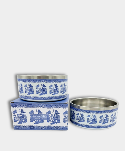 La Casona Edit | Blue Willow Steel Dog Bowl | 6"