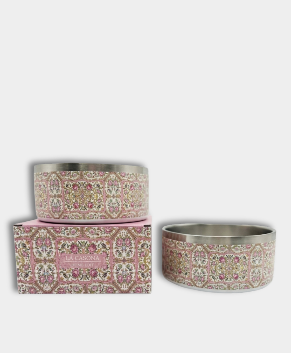La Casona Edit | Famille Rose Stainless Steel Dog Bowl | 6"