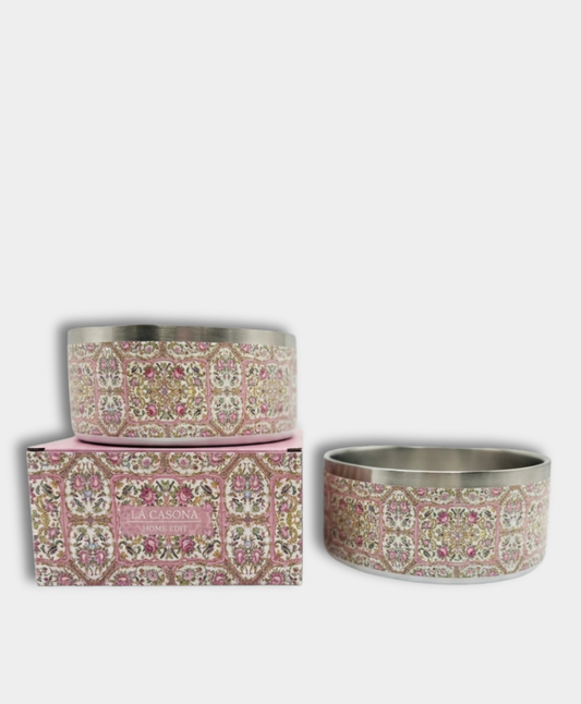 La Casona Edit | Famille Rose Stainless Steel Dog Bowl | 6"