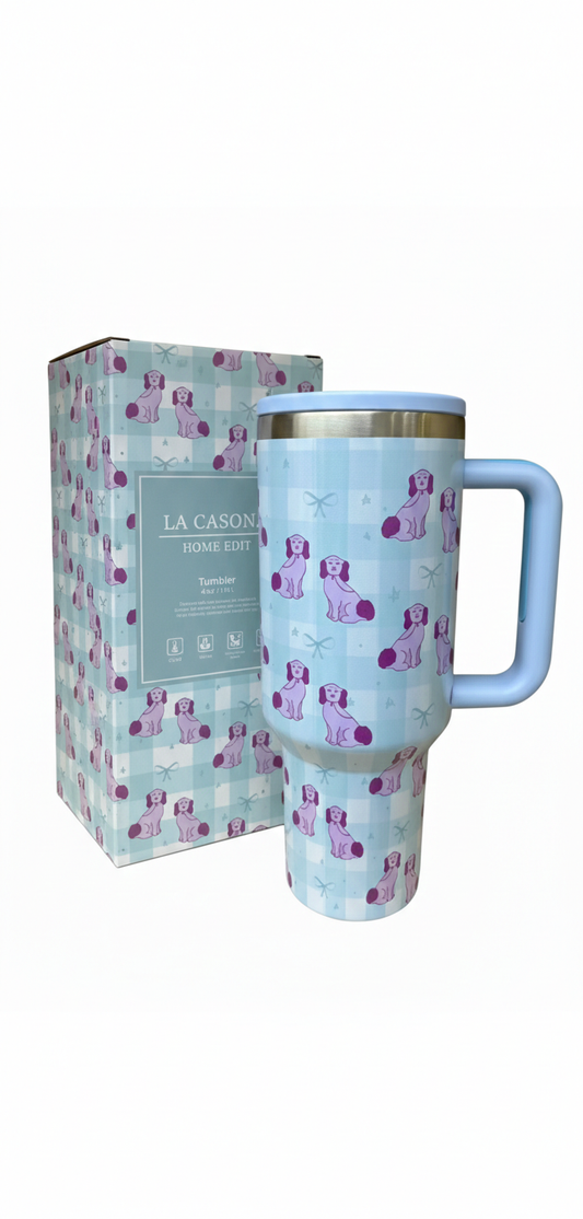 La Casona Edit | Pink Staffies Flip Straw Tumbler with handle | 40 oz