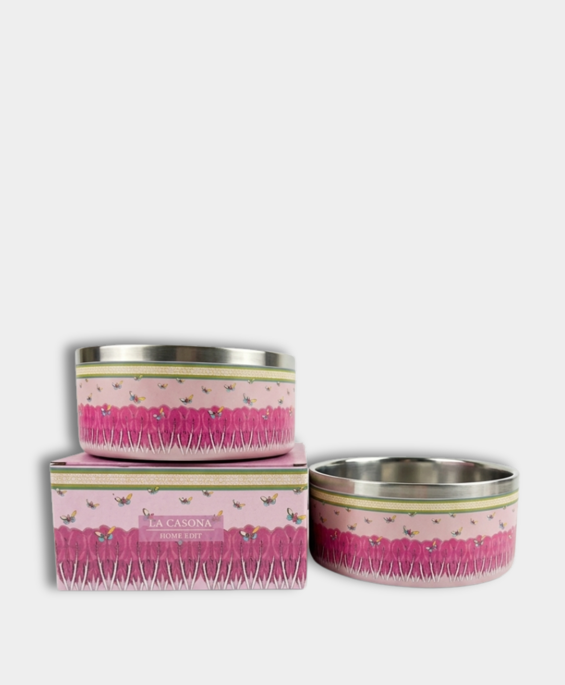 La Casona Edit | Pink Bok Choy Stainless Steel Dog Bowl | 6"