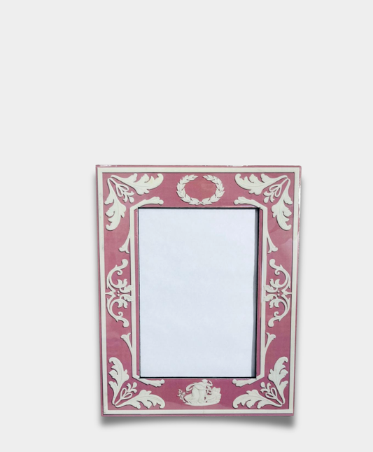 Pink Wedgwood inspired picture frame - 5x7 Decorative Photo Frame